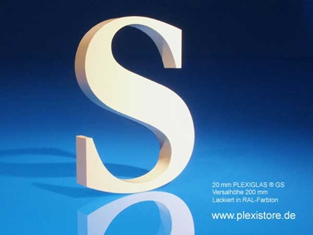 Acrylglas Plexiglas® Buchstabe lackiert RAL Farben seidenmatt gelasert