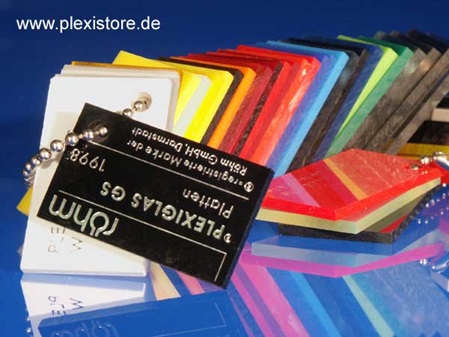 Acrylglas Plexiglas® Musterkette Farben Farbtöne gelasert