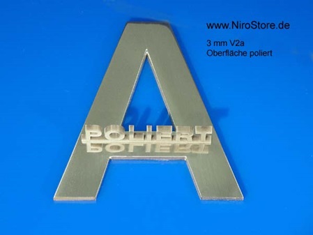 Edelstahl V2a Buchstaben poliert 3mm gelasert