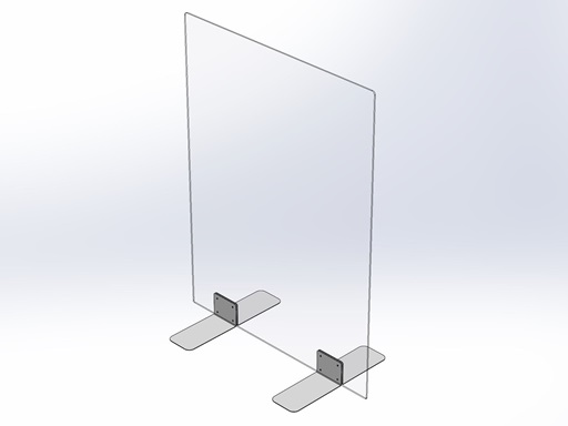 Hygieneschutzwand Basic Acrylglas Edelstahl Edelstahlfüße ohne Durchreiche hochformatig Hochformat Schreibtisch