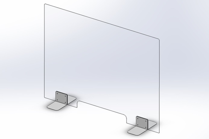 Hygieneschutzwand Basic Acrylglas Edelstahl Edelstahlfüße schmale Durchreiche