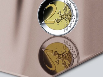 superhochglanzpoliertes Edelstahlblech mit TiN-Bronze Beschichtung