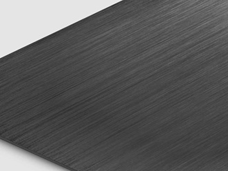 Edelstahlblech mit Haarlinienschliff mit TiN-Black Beschichtung