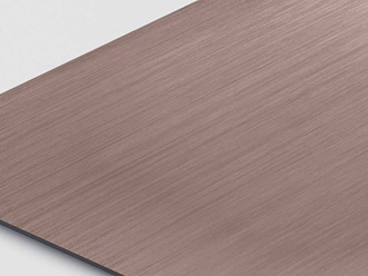 Edelstahlblech mit Haarlinienschliff mit TiN-Bronze Beschichtung