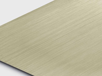 Edelstahlblech mit Haarlinienschliff mit TiN-Champagne Beschichtung