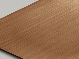 Edelstahlblech mit Haarlinienschliff mit TiN-Rosé Gold Beschichtung