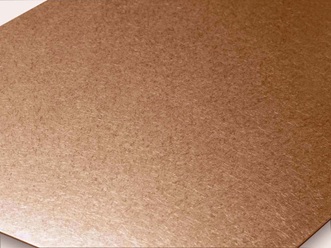 Edelstahlblech mit Vibrationsschliff und TiN-Rosé Gold Beschichtung