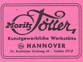 Firmenschild historisch Moritz Töller kunstgewerbliche Werkstätte