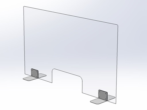 Hygieneschutzwand Basic Acrylglas Edelstahl Edelstahlfüße Durchreiche 100 cm Breite 75 cm Höhe