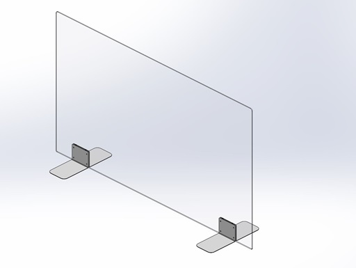 Hygieneschutzwand Basic Acrylglas Edelstahl Edelstahlfüße Durchreiche ohne querformatig Querformat