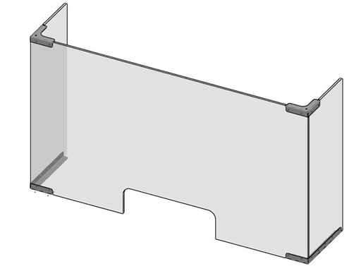 Hygieneschutzwand Corner Acrylglas Ecklösung Edelstahl Edelstahl-Eckverbinder Durchreiche U-Form Seitenplatten Frontplatte verschraubt