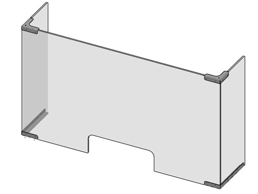 Hygieneschutzwand Corner Acrylglas Ecklösung Edelstahl Edelstahl-Eckverbinder Durchreiche U-Form Seitenplatten Frontplatte verschraubt