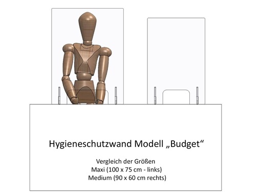 Hygieneschutzwand Budget Acrylglas Modell Medium 90 cm Höhe 60 cm Breite Durchreiche