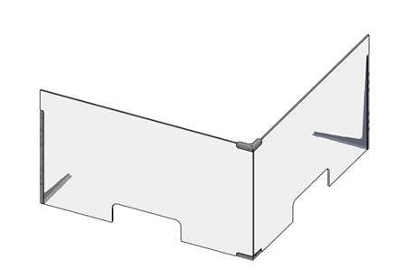 Hygieneschutzwand Corner Acrylglas Standwinkel Eckverbinder Edelstahl Durchreiche Schreibtisch Tresen