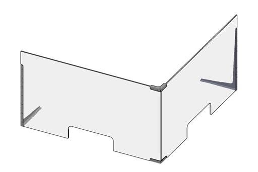 Hygieneschutzwand Corner Ecklösung Acrylglas Edelstahl Eckverbinder Standwinkel Durchreiche