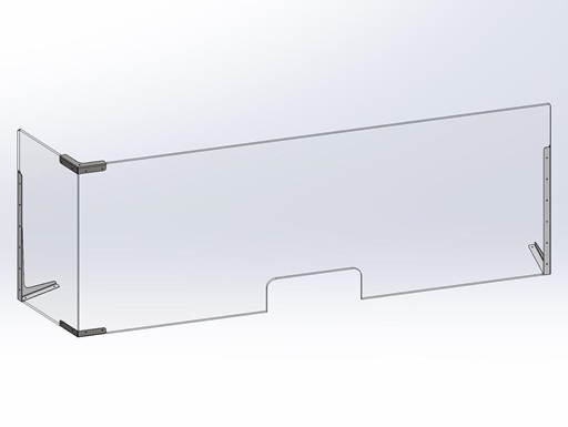 Hygieneschutzwand Corner Acrylglas Edelstahl Edelstahl-Eckverbinder Durchreiche L-Form Ecklösung Seitenplatte mit Standwinkeln Frontplatte verschraubt