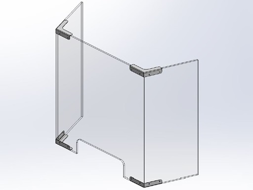 Hygieneschutzwand Corner Acrylglas Edelstahl Edelstahl-Eckverbinder Durchreiche U-Form Seitenplatten Frontplatte 135 Grad verschraubt