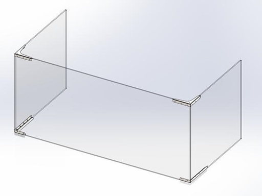 Hygieneschutzwand Corner Acrylglas Edelstahl Edelstahl-Eckverbinder Durchreiche U-Form Seitenplatten Frontplatte verschraubt Ecklösung
