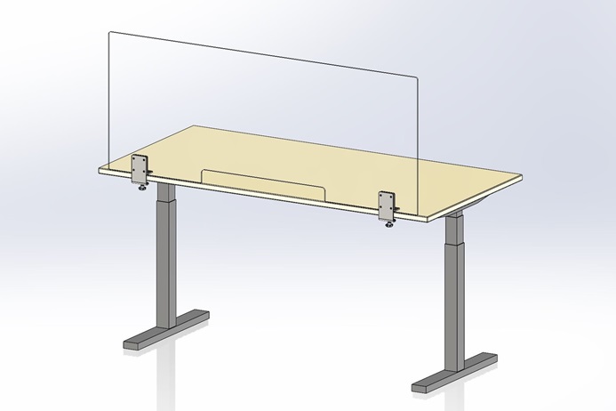 Hygieneschutzwand Workplace Acrylglas Edelstahl Klemm-Halterung Durchreiche Schreibtisch höhenverstellbar