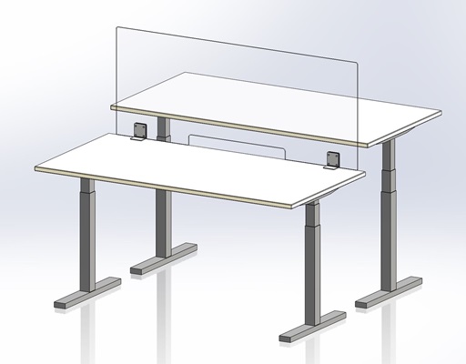 Hygieneschutzwand Workplace Acrylglas Edelstahl Klemm-Halterung Durchreiche Schreibtisch höhenverstellbar