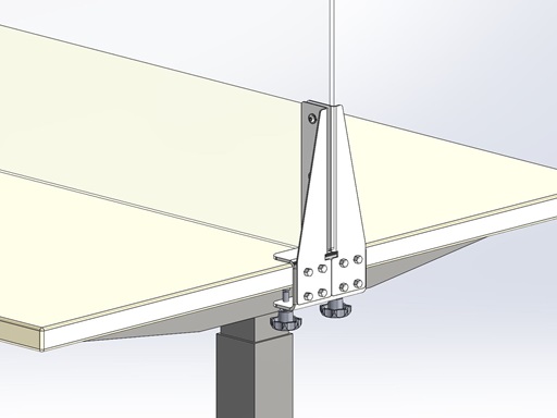 Hygieneschutzwand Workplace Acrylglas Edelstahl Klemm-Halterung Durchreiche Schreibtisch höhenverstellbar Sonderfertigung seitlich montiert