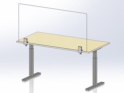 Hygieneschutzwand Workplace Acrylglas Edelstahl Klemm-Halterung ohne Durchreiche Schreibtisch höhenverstellbar