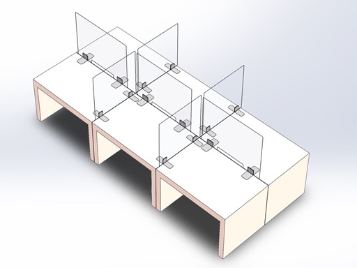 Hygieneschutzwand Basic Acrylglas Edelstahl Edelstahlfüße Durchreiche für Kabel Systemlösung Callcenter Schreibtischblock Gruppenbüro