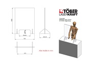 Spuckschutz Hygieneschutzwand aus Acrylglas als Stecksystem - Modell "Budget" - Frontalansicht -Variante Maxi mit 40cm Acrylglasfüßen