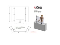 Hygieneschutzwand Spuckschutz aus Acrylglas - Modell "Flexi" - mit Scharnieren - dreiteilig - Durchreich-Öffnung frei definierbar - Zeichnung und Maße
